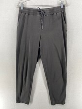 EILEEN FISHER Pants S Cotton Stretch Jersey Tapered Ankle Drawstring Gray USA