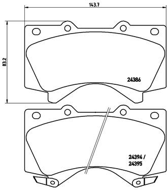 Brembo P 83 107 Brake Pad Set, Disc Brake for Hyundai Lexus Toyota Toyota