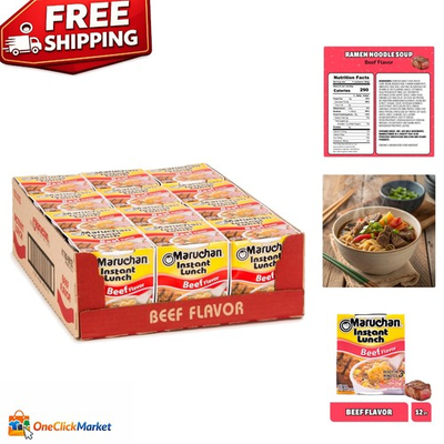 #ad Satisfying Instant Beef Ramen Cups – Ready in 3 Minutes 2.25 Oz 12 Pack $13.29