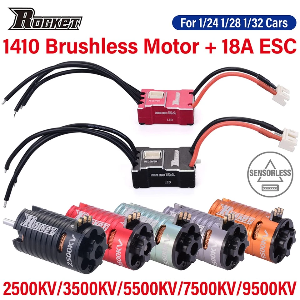 Rocket MINI RC Brushless Motor 18A ESC Combo for Kyosho 1/24 1/28 1/32 RC Car - Image 3 of 4