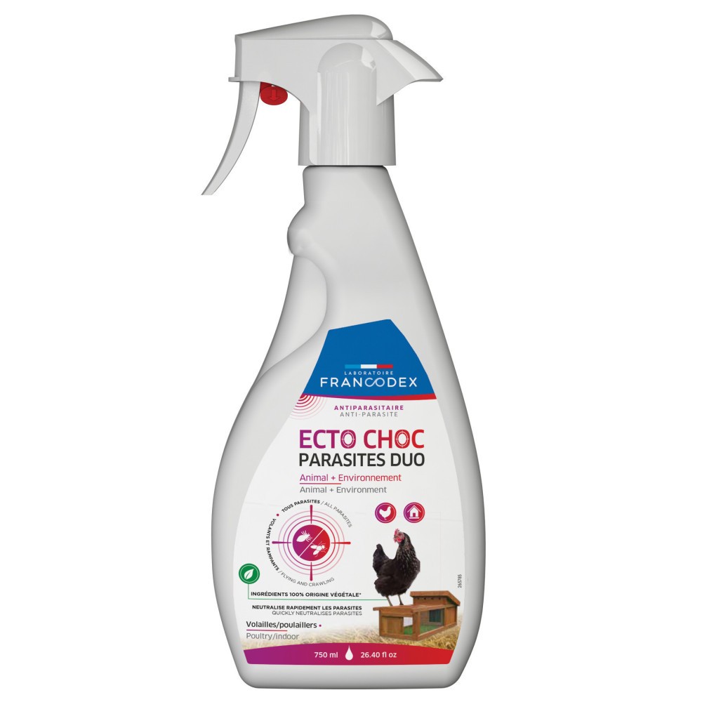Ecto Choc antiparasitaires duo 750 ml soin supérieur volailles et poulaillers