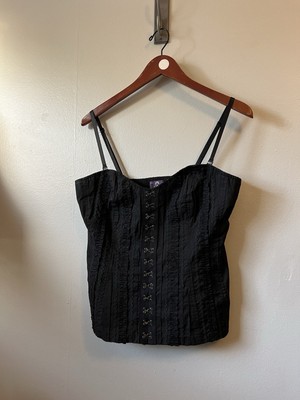 Royal Bones by Tripp NYC Black Corset Top Size Large Gothic Punk Emo Rave