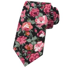 Men Skinny Tie Cotton Floral Necktie for Wedding Groomsmen Tie N-44