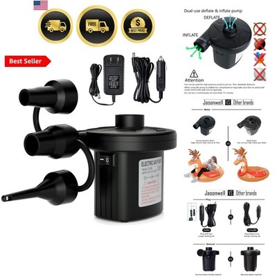 Electric Air Pump Portable Quick-Fill AC DC Inflator Deflator Pump for Air Ma...