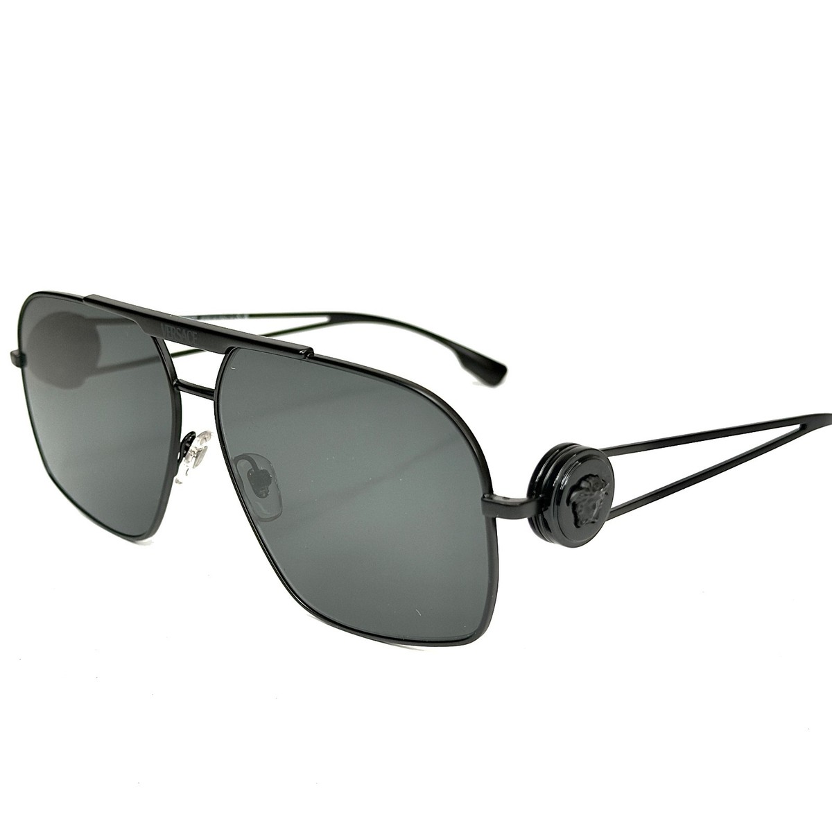 VERSACE VE2269 2269 Medusa NAVIGATOR Matte Black Stud Aviator