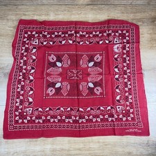 Vintage Red Geometric Elephant Trunks Down Bandana RN 15234
