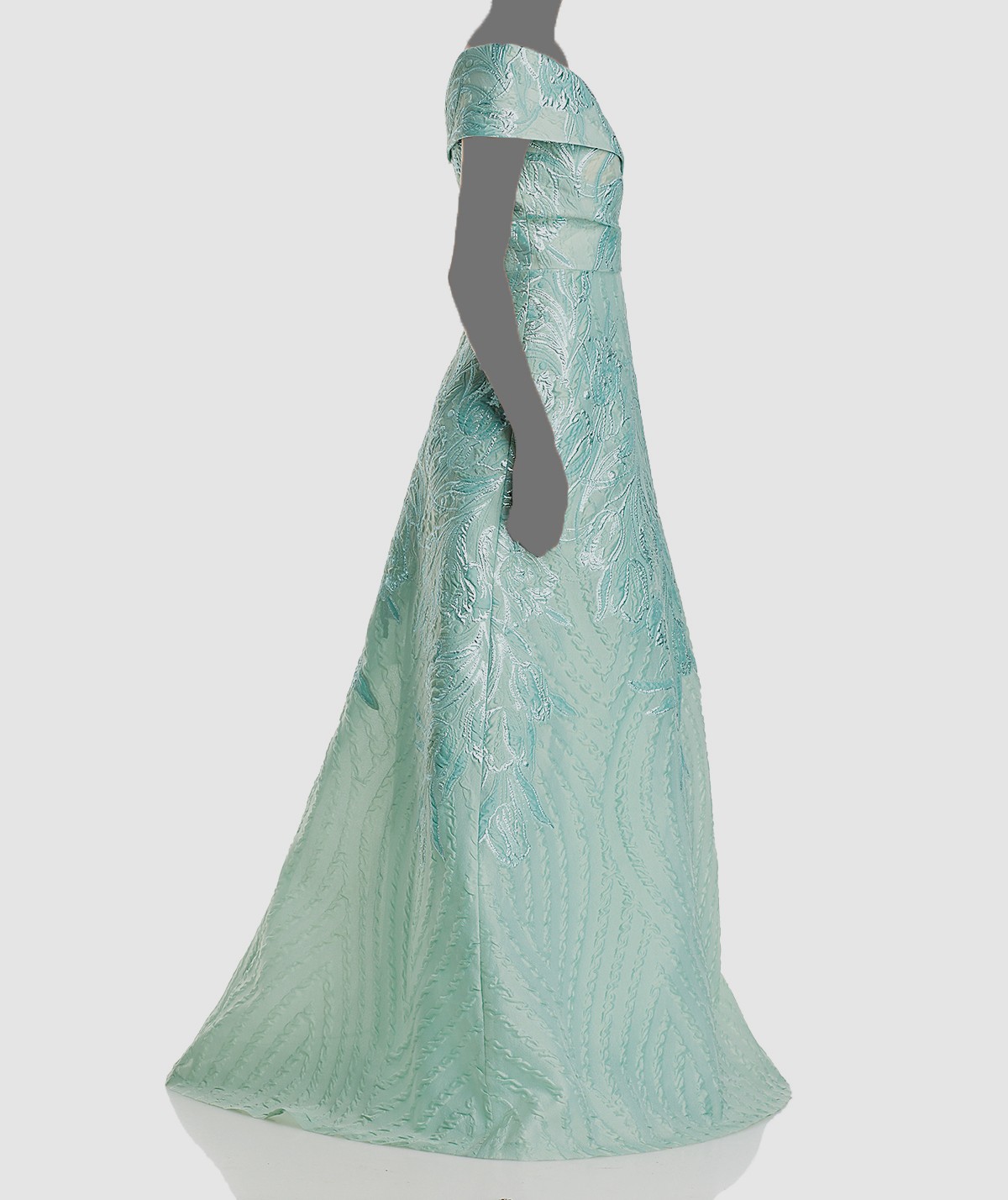 Rickie Freeman by Teri Jon Women's Green Metallic Off-Shoulder Dress Size 8