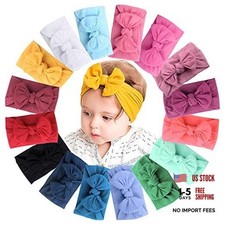 16 Colors Soft Wide Turban Baby Headbands with 4.5 inches Hair Bow Dark color