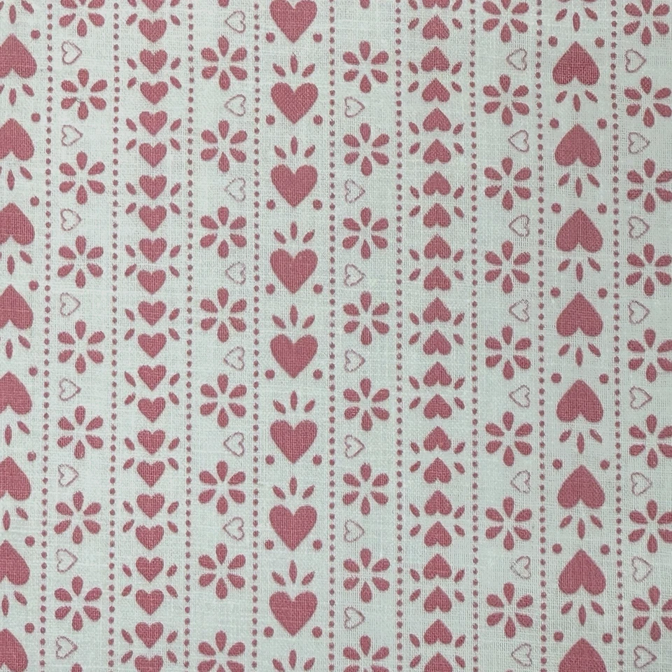 Vtg Valentines Fabric Petite Hearts Flowers Pink White Cotton 1/2 Yd x 36" Doll - Image 4 of 4