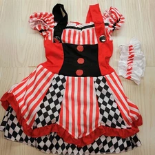 Twisted Harley Quinn Circus Clown Child Girls Halloween Costume Sz 3T 4T Dress
