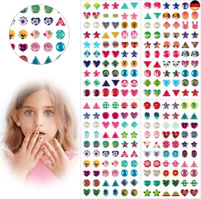 AUGSUN Klebeohrringe Mädchen, 240 Stück Kinder Klebeohrringe Glitzer S