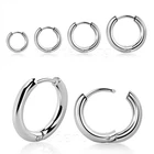 Pair 12G 10G Thick Hinged 316L Stainless Steel Plain Round Hoop Earrings