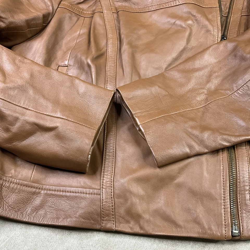 Michael Kors Jacket Lambskin Leather Moto Asymmetrical Zip Pockets Women Sz 1X - Image 4 of 4