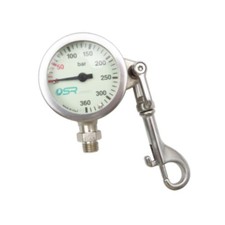 Diving Pressure Gauge with Hook Lightweight Portable Compact Metal 350Bar High