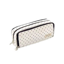 White Canvas Pencil Case, 3 Compartments, Large Capacity Handheld Storage Bag wi