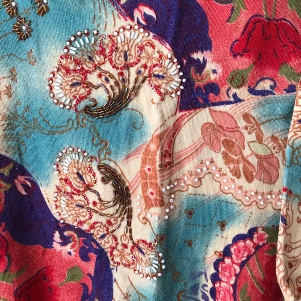 Suéter Vertigo Paris Cuentas Flores Multicolor Mediano Foto 3 de 4