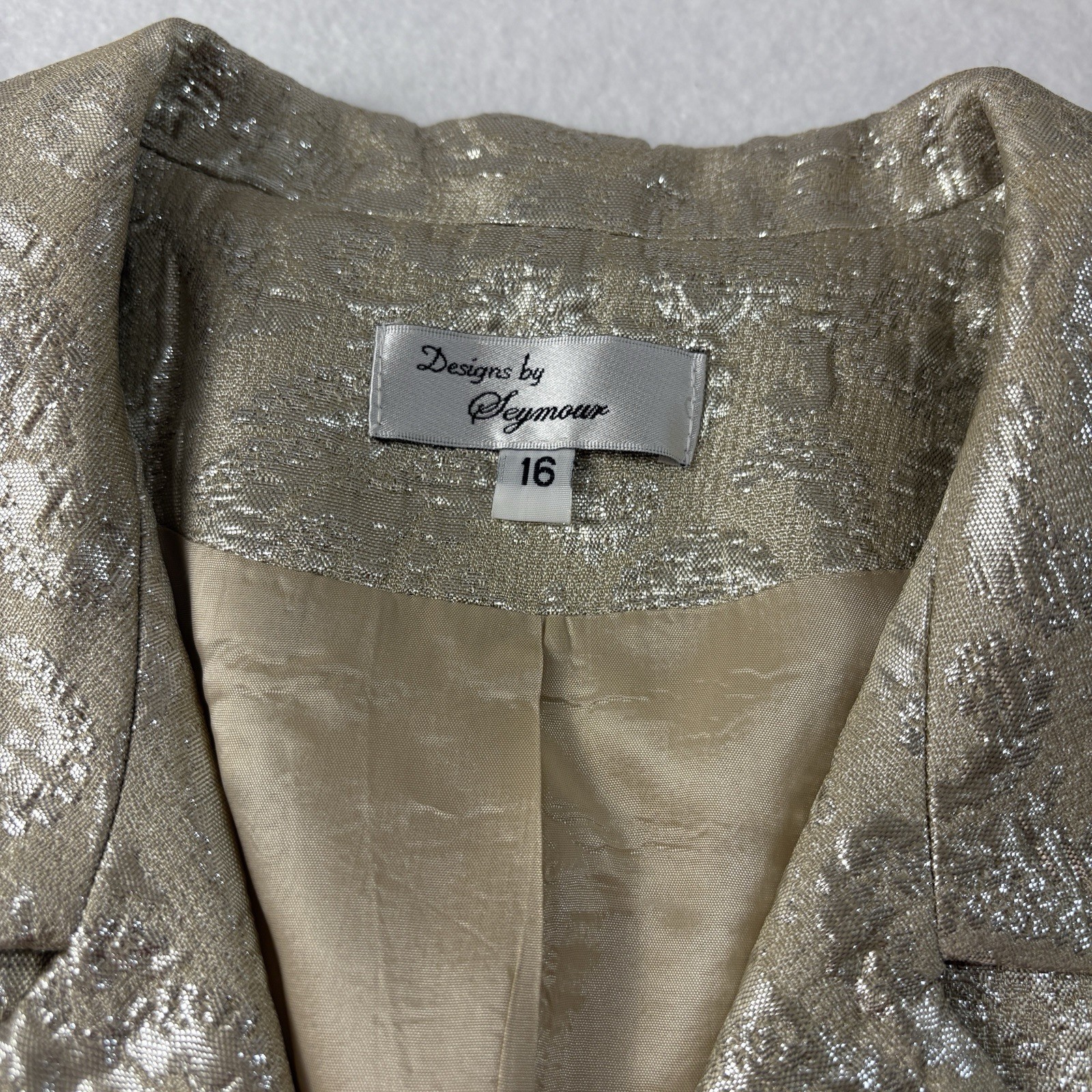 VTG Designs by Seymour Suit Jacket Skirt Set Mother of Bride Cocktail Gold Glam