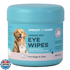 Uproot Clean Cat and Dog Eye Wipes: Hypoallergenic Eye Wipes for Dogs 100 Count