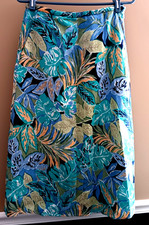 Vtg Talbots Linen Blend Leaf Print A-line Maxi Skirt Size 8 Coastal Tropical