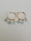 Vintage 14k.Yellow Gold Jade Ball Dangle Hoop  Pierced Earrings 2.4 Grams — photo 3