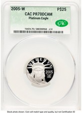 2005-W Proof Platinum Eagle 1/4 oz Non Designation CACG PR70 2777.24 per troy oz