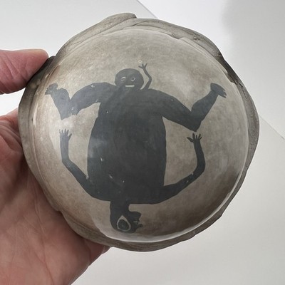 Spirit Shaker - Ceremonial Rattle Grey Pottery - Mimbres - Birth Scene