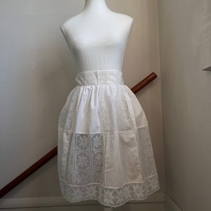 Vintage White Patchwork Lace Half Apron Sheer Cottagecore Prairie Crocheted