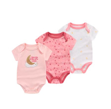 3PCS Fashion Summer Short Sleeve Cartoon Baby Boy Girl Bodysuit Cotton Newborn