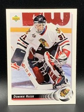 1992 1993 Upper Deck Dominik Hasek Rookie Card Chicago Blackhawks #92. rookie card picture