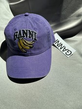 GANNI Washed Organic Cotton Canvas Baseball Cap Adjustable Hat NWT MSRP $165