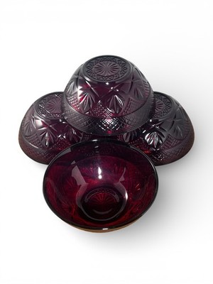 Cristal d'Arques-Durand Antique Ruby Individual Salad Bowls, 4-cnt, 5 5/8'' diam