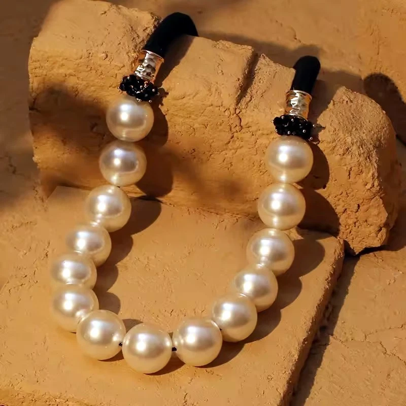 Perlen Kunstperlen Statement Collier Kette endlos 74 cm - Bild 3 von 4