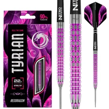 RED DRAGON TYRIAN 24 GRAM 90% TUNGSTEN STEEL TIP PINK DARTS 2808