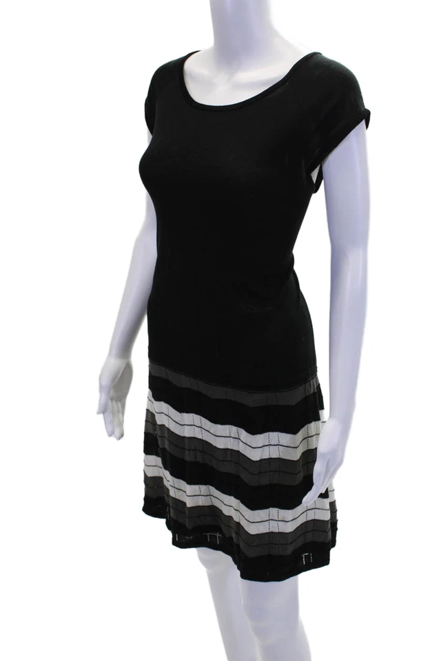 Vestido negro sin mangas Iisli para mujer tejido de algodón a rayas cuello redondo talla L Foto 2 de 4