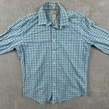 LL Bean Slightly Fitted Shirt Mens L-Reg Blue Plaid Long Sleeve Button Up Casual