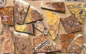 Wildflowers Jasper Rhyolite, Cabochon Slabs, Preforms, Slices, 15 Pcs, Flat 112