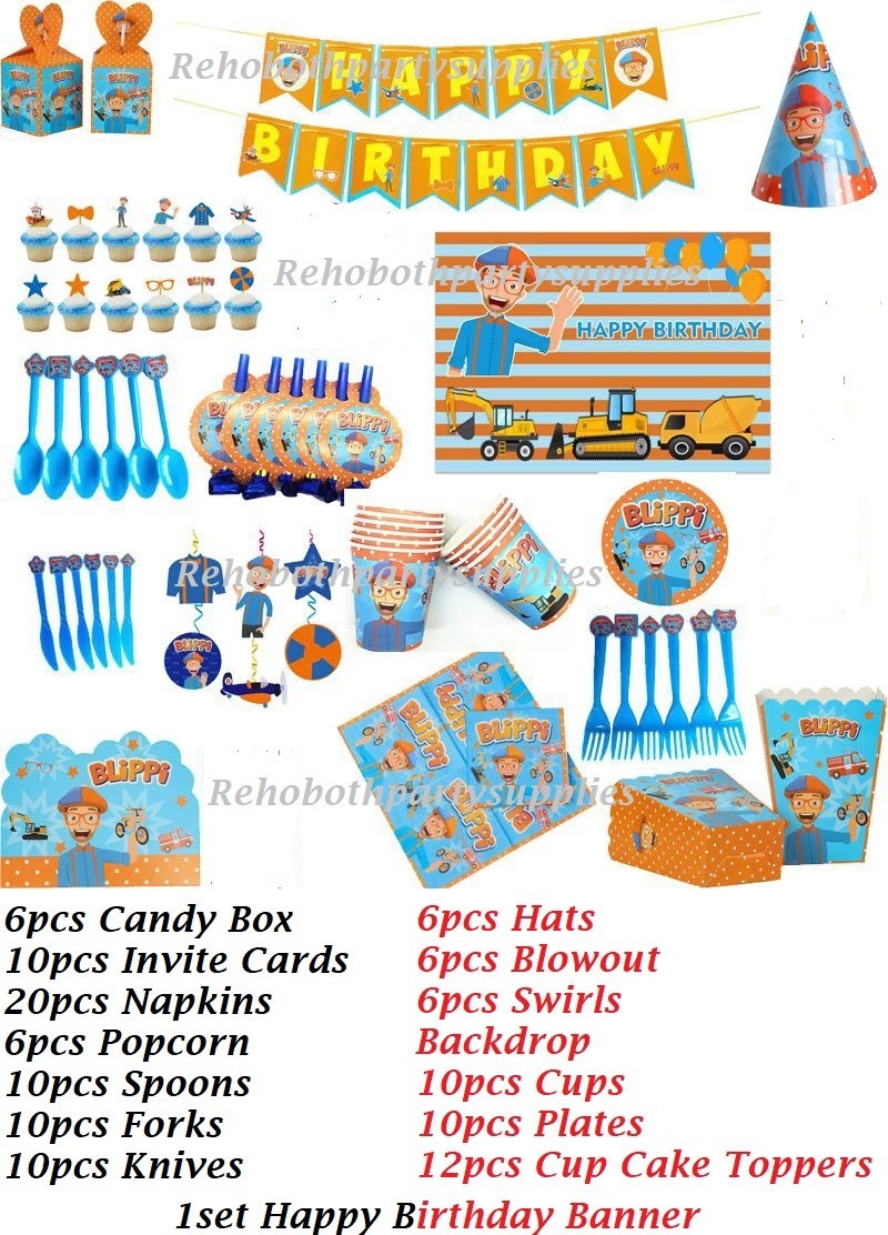 BLIPPI Tableware Set Plate Tablecloth Kid's Birthday Birthday Decoration 3