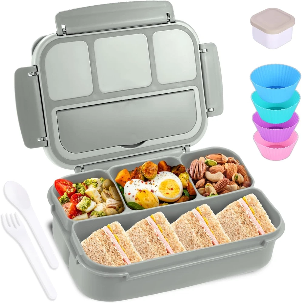 Bento Box Lunch Container for Adults with 4 Compartments for Men Women