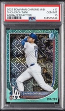 2025 BOWMAN CHROME MEGA BOX AQUA REFRACTOR #17 SHOHEI OHTANI 191/299 PSA 10