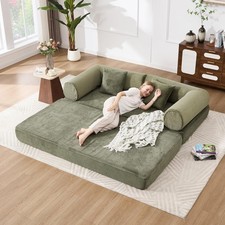 NEW Tbfit Boneless Sofa Bed, Corduroy Deep Seat Couch with Pillows