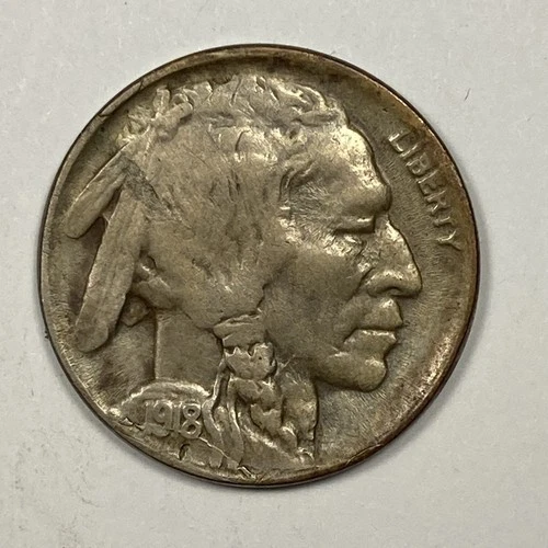 1918-D Buffalo Nickel .05. Very Fine. Full Horn.