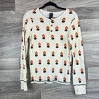 Disney Thermal Henley Top Women's S/M Cream Jack Skellington's Print Waffle Knit