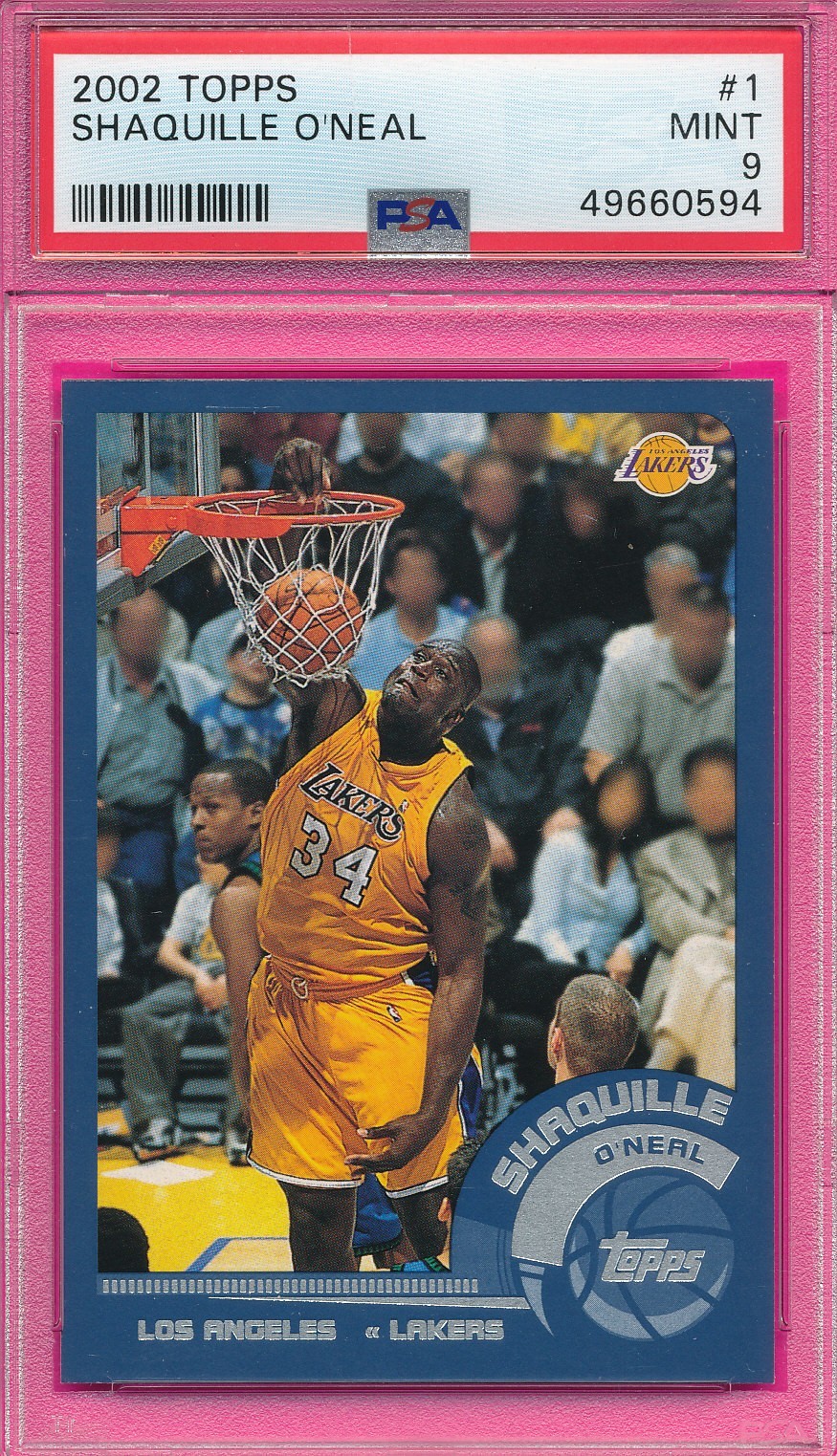 SHAQ LOT 2) PSA 9 MINT SHAQUILLE ONEAL HOF 2002 TOPPS CHROME #1 GRADED NBA TPHLC view 4