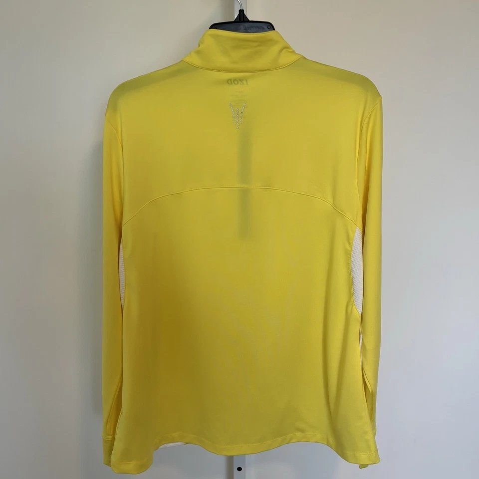 Pullover Izod Performance Cool-FX elástico 1/4 cremallera amarillo/blanco para mujer XL Foto 3 de 4