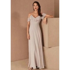 NWT BHLDN Jenny Yoo Mila Convertible Ruffle Maxi Dress Long in Woodrose Size 4
