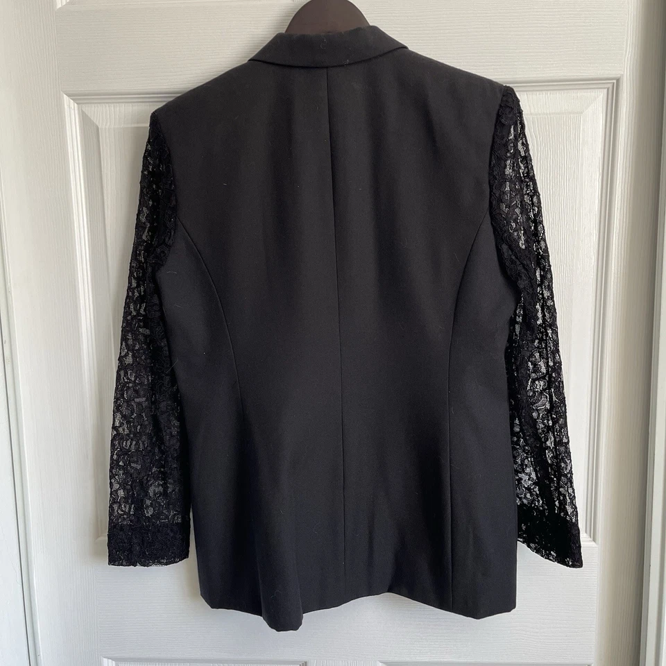 Traje Falda Formal Negro De Colección Oleg Casini 2 Piezas Encaje Cóctel Fiesta Boda Talla 8 Foto 3 de 4