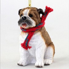 Bulldog Christmas Scarf Ornament