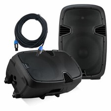 Coppia 2 Pezzi DJ PA 15" Attivo Passivo Set Altoparlanti USB Bluetooth 800W Nero