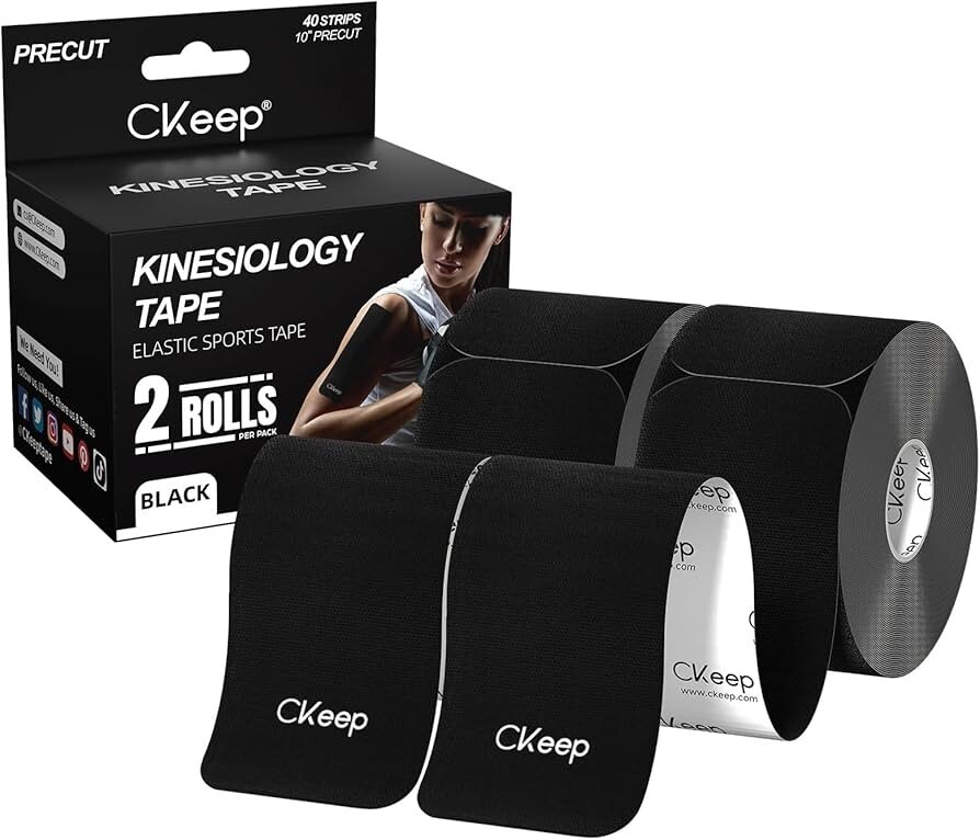 2 SCHWARZES KINESIOLOGIE TAPE BAUMWOLLE ELASTISCH WASSERDICHT ZUR MUSKELUNTERSTÜTZUNG ENTLASTUNG