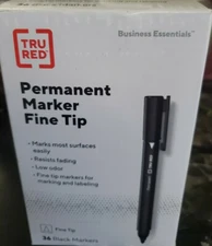 Box of 36 TRU RED Permanent Markers Fine Tip TR54533